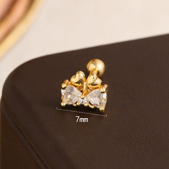 Stainless Steel Geometric Bow Star Soft Bone Piercing Auricular Square Earrings With Electroplating For Women