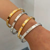 Stainless Steel Geometric Buckle Bracelet With Electroplating