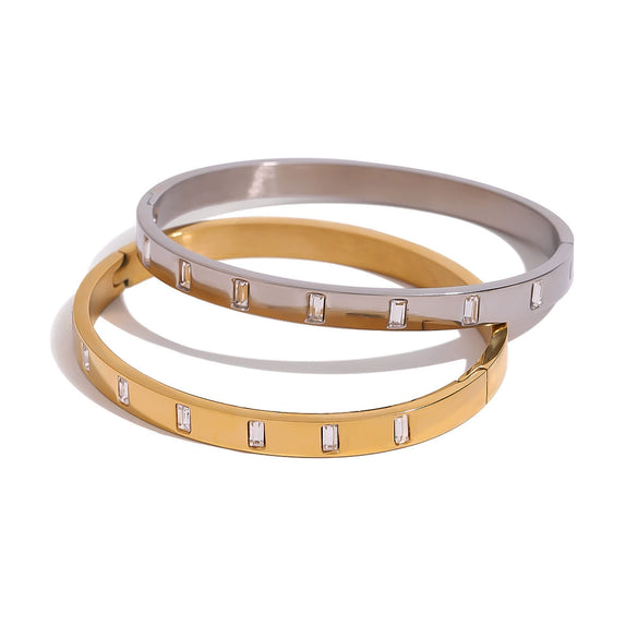 Stainless Steel Geometric Buckle Bracelet With Electroplating