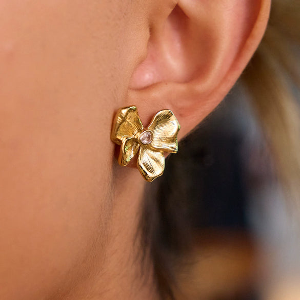 Stainless Steel Geometric Butterfly Earrings Electroplated For Women