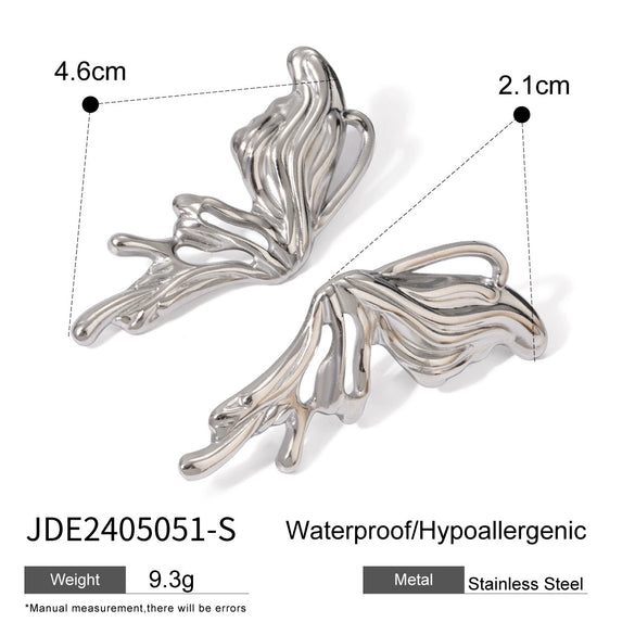 Stainless Steel Geometric Butterfly Earrings Jewelry Y2k Style Electroplating For Women