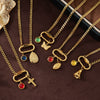 Stainless Steel Geometric Butterfly Lotus Pendant Necklace Vacuum Plated 18K Gold Color