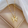 Stainless Steel Geometric Butterfly Mascot Necklace Unisex Lip Chain