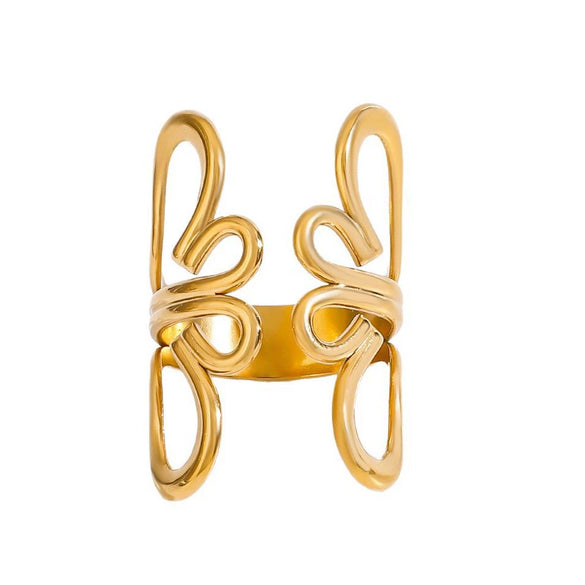 Stainless Steel Geometric Butterfly Ring Electroplated Jewelry