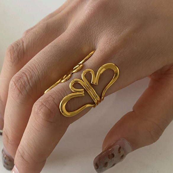 Stainless Steel Geometric Butterfly Ring Electroplated Jewelry