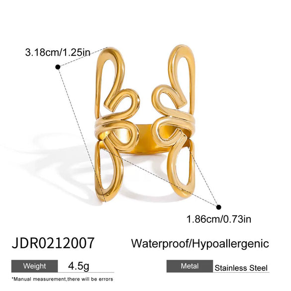 Stainless Steel Geometric Butterfly Ring Electroplated Jewelry
