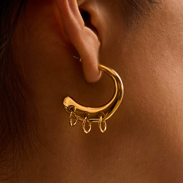 Stainless Steel Geometric C Shaped Earrings Diy Ear Jewelry Electroplated For Women Minimalist Style