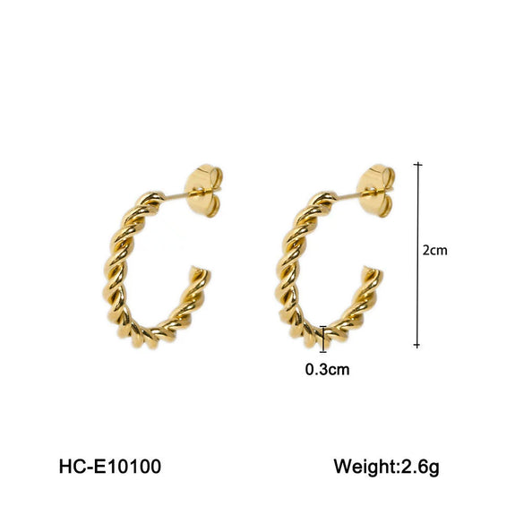 Stainless Steel Geometric C Shaped Electroplated Women's Earrings