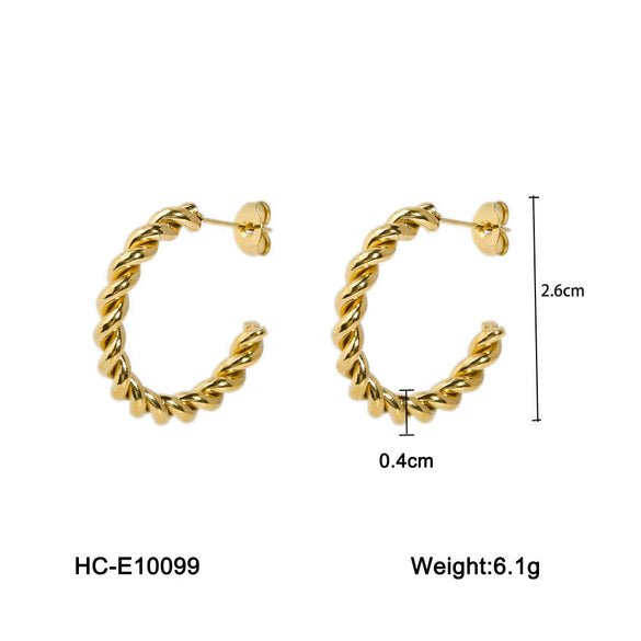 Stainless Steel Geometric C Shaped Electroplated Women's Earrings