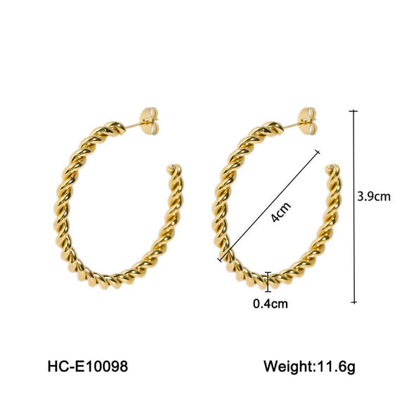 Stainless Steel Geometric C Shaped Electroplated Women's Earrings
