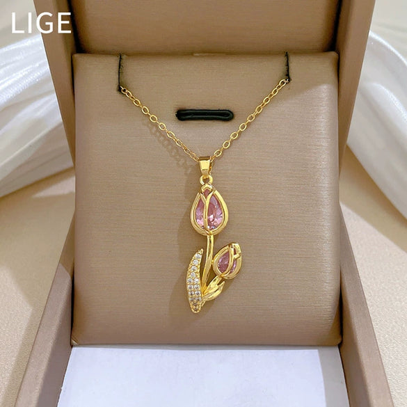 Stainless Steel Geometric Cartoon Style Full Diamond Necklace For Women And Men
