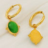 316L Stainless Steel Geometric Cat's Eye Earrings For Women With Electroplating And French Retro Style
