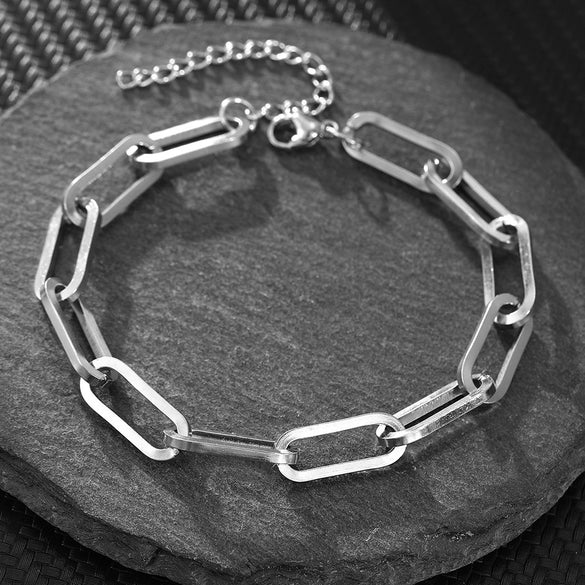 Stainless Steel Geometric Chain Bracelet With Electroplated Finish Retro Punk Style Unisex Fashion Jewelry