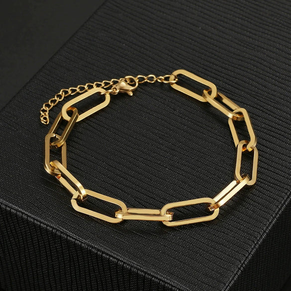 Stainless Steel Geometric Chain Bracelet With Electroplated Finish Retro Punk Style Unisex Fashion Jewelry