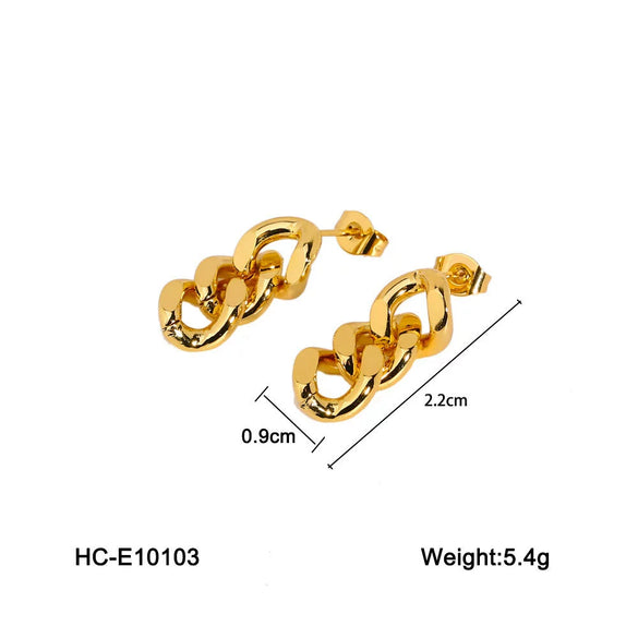 Stainless Steel Geometric Chain Earrings For Women Electroplated Minimalist Style