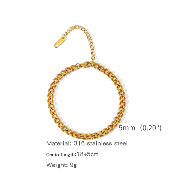 Stainless Steel Geometric Charm Unisex Bracelet 18K Vacuum Plated