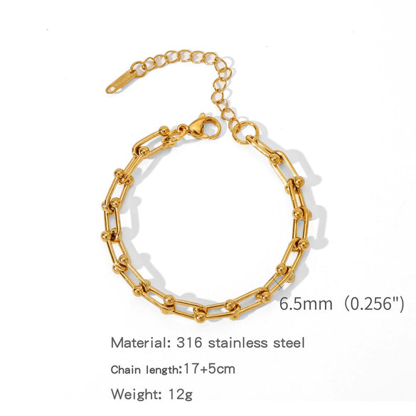 Stainless Steel Geometric Charm Unisex Bracelet 18K Vacuum Plated