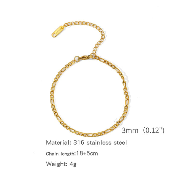 Stainless Steel Geometric Charm Unisex Bracelet 18K Vacuum Plated
