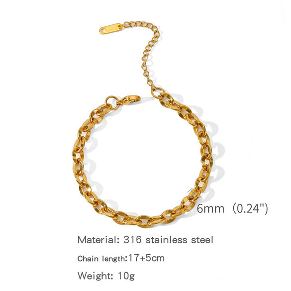 Stainless Steel Geometric Charm Unisex Bracelet 18K Vacuum Plated