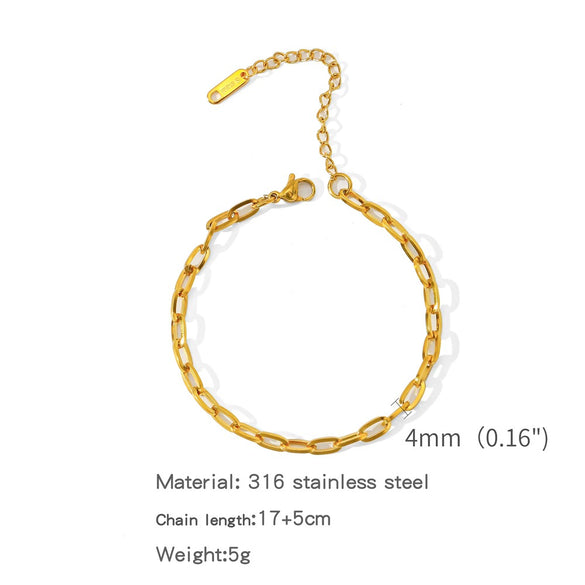 Stainless Steel Geometric Charm Unisex Bracelet 18K Vacuum Plated