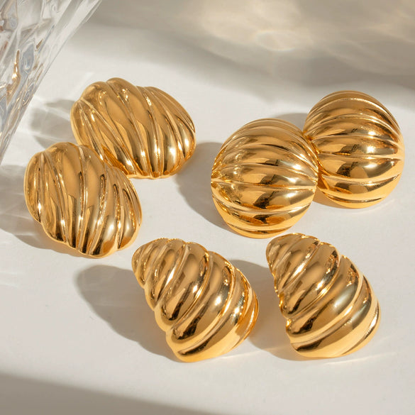 Stainless Steel Geometric Chubby Earrings For Women Electroplated