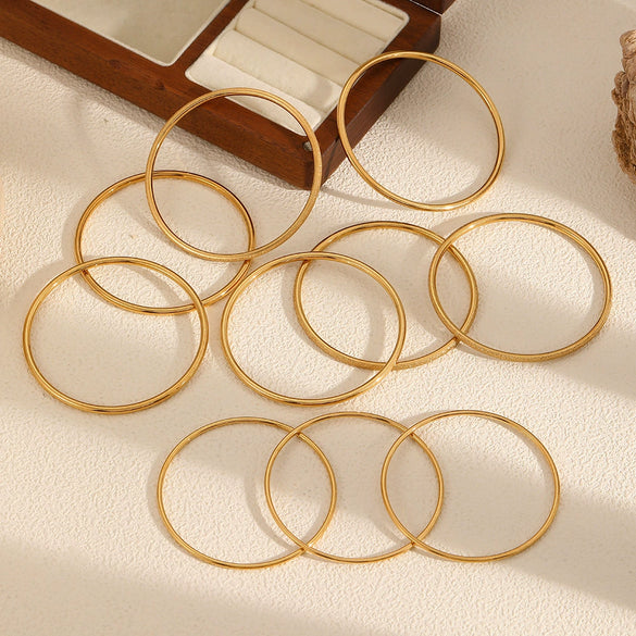 Stainless Steel Geometric Circle Bracelet 18K Gold Electroplated