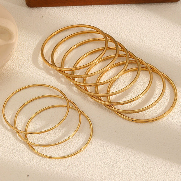 Stainless Steel Geometric Circle Bracelet 18K Gold Electroplated