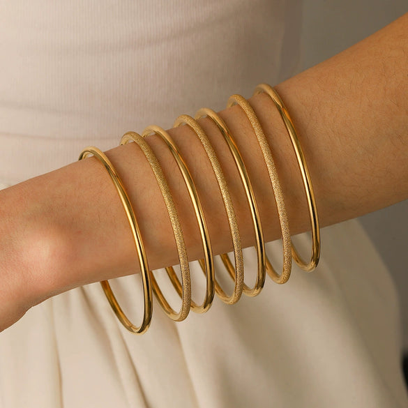 Stainless Steel Geometric Circle Bracelet 18K Gold Electroplated