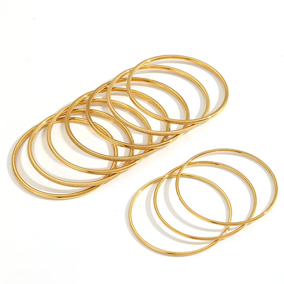 Stainless Steel Geometric Circle Bracelet 18K Gold Electroplated