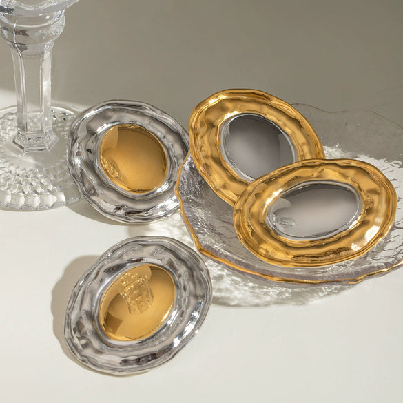 Stainless Steel Geometric Circle Earrings Electroplated