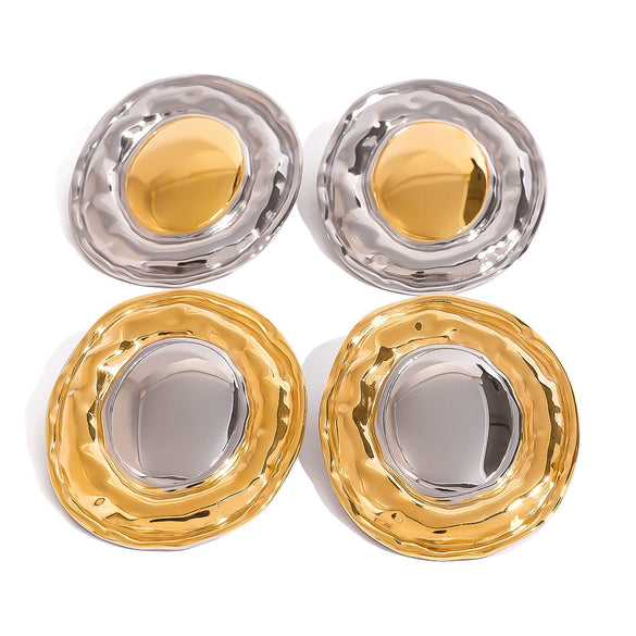 Stainless Steel Geometric Circle Earrings Electroplated