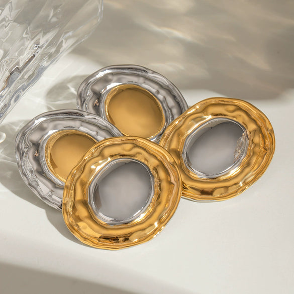 Stainless Steel Geometric Circle Earrings Electroplated
