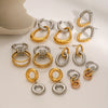 Stainless Steel Geometric Circle Earrings For Women With Electroplating
