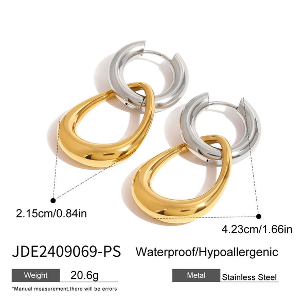 Stainless Steel Geometric Circle Earrings For Women With Electroplating