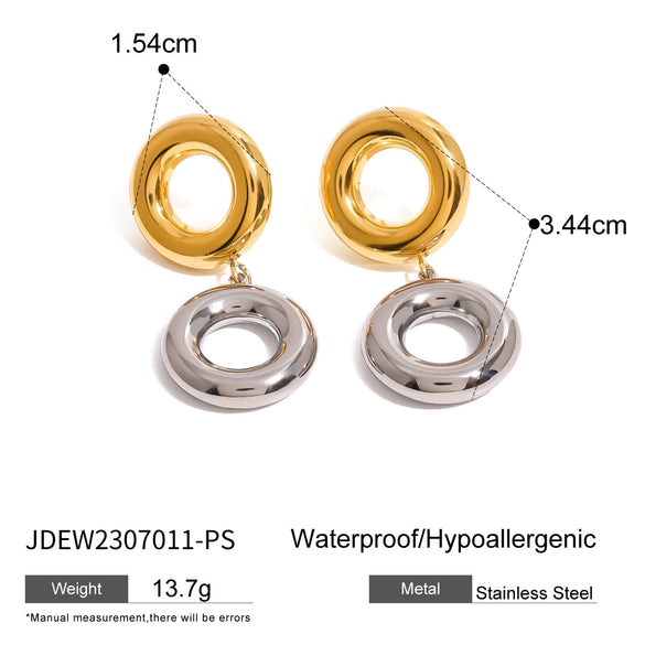 Stainless Steel Geometric Circle Earrings For Women With Electroplating