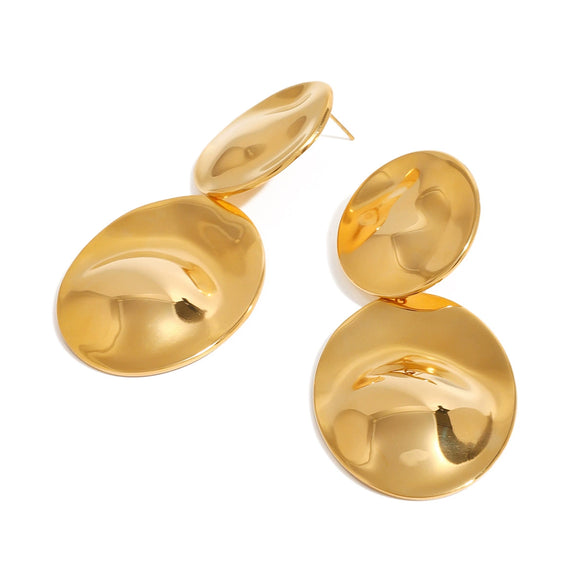 Stainless Steel Geometric Circle Electroplated Women's Earrings