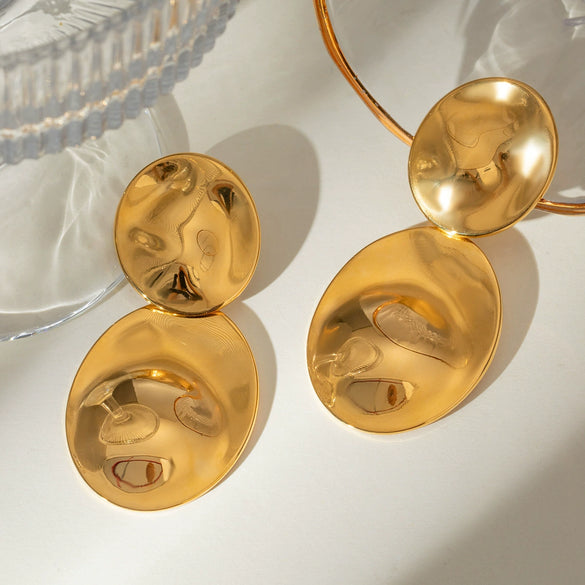 Stainless Steel Geometric Circle Electroplated Women's Earrings