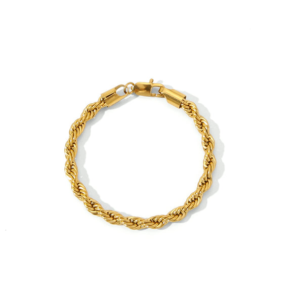 Stainless Steel Geometric Coarse Twist Electroplated Unisex Bracelet