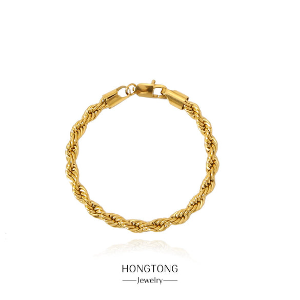 Stainless Steel Geometric Coarse Twist Electroplated Unisex Bracelet