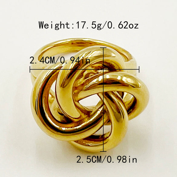 Stainless Steel Geometric Coil Flower Electroplating Ring