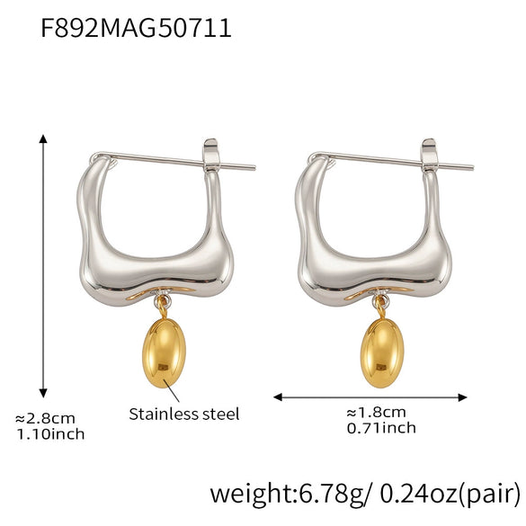Stainless Steel Geometric Color Matching Electroplated Earrings