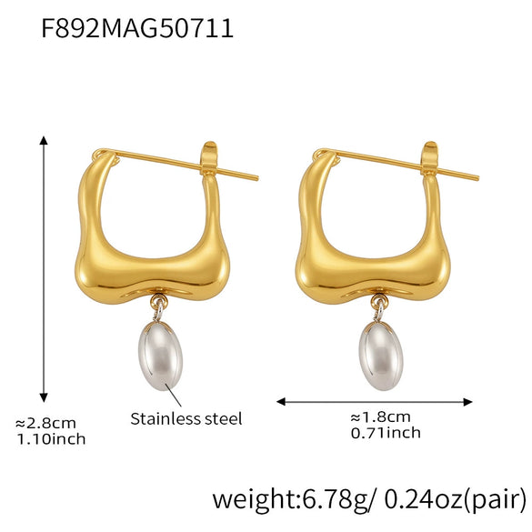 Stainless Steel Geometric Color Matching Electroplated Earrings