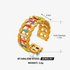 Stainless Steel Geometric Colorful Oil Drop Open Ring For Women With Electroplating Design