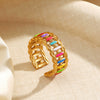Stainless Steel Geometric Colorful Oil Drop Open Ring For Women With Electroplating Design