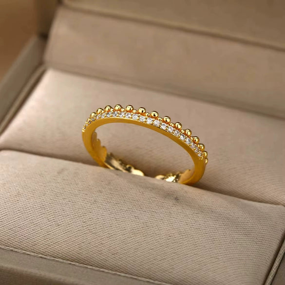 Stainless Steel Geometric Concaveconvex Open Ring With Electroplating Design For Unisex Minimalist Style