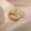 Stainless Steel Geometric Concaveconvex Open Ring With Electroplating Design For Unisex Minimalist Style