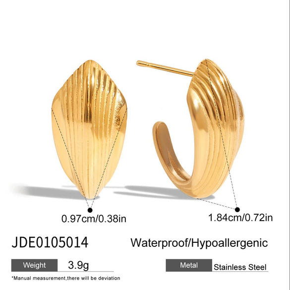 Stainless Steel Geometric Cring Earrings With Electroplating Classic Design For Women
