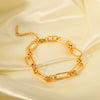 Stainless Steel Geometric Cross Buckle Bracelet Vacuum Plated 18K Gold Jewelry For Women