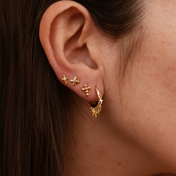Stainless Steel Geometric Cross Earrings For Women Electroplated