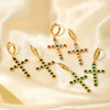 Stainless Steel Geometric Cross Earrings With Color Diamonds For Women Electroplated